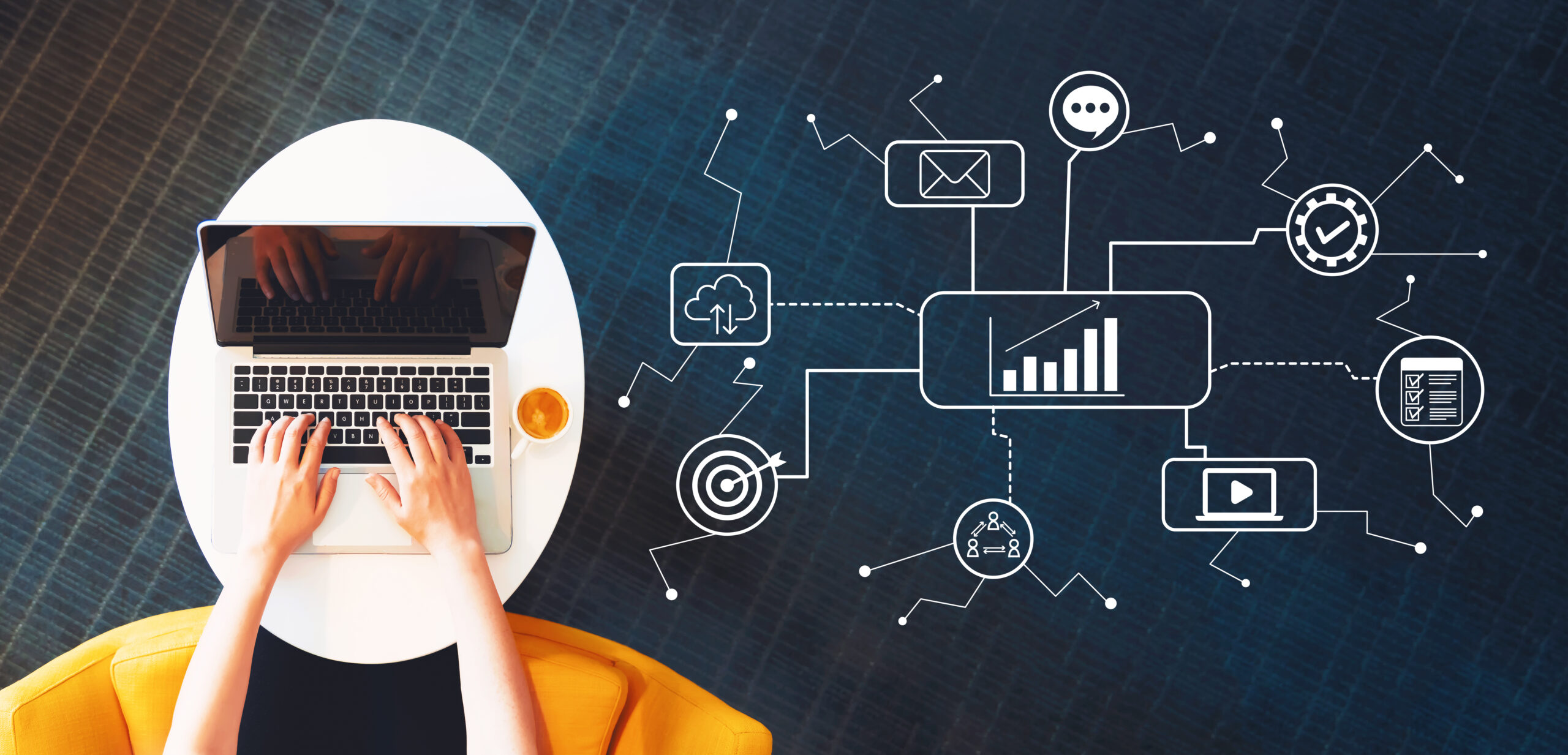 Marketing,Concept,With,Person,Using,A,Laptop,On,A,White